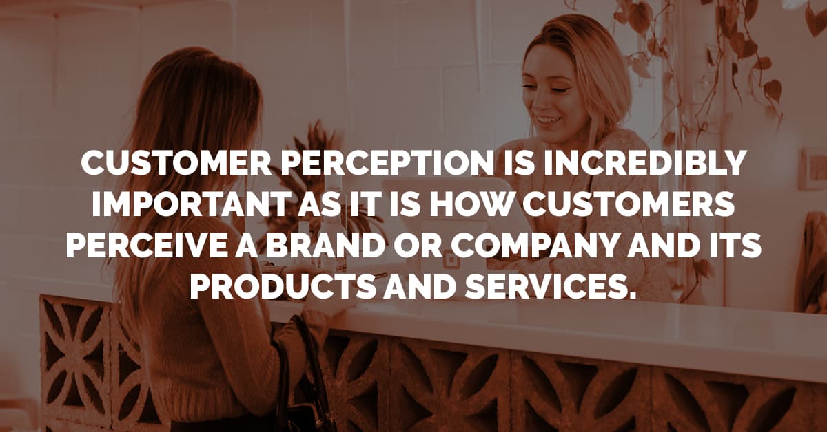 Image: An employee behind a tall counter, ringing in a customer on a Square tablet. Text Customer perception is incredibly important as it is how customers perceive a brand or company and its products and services