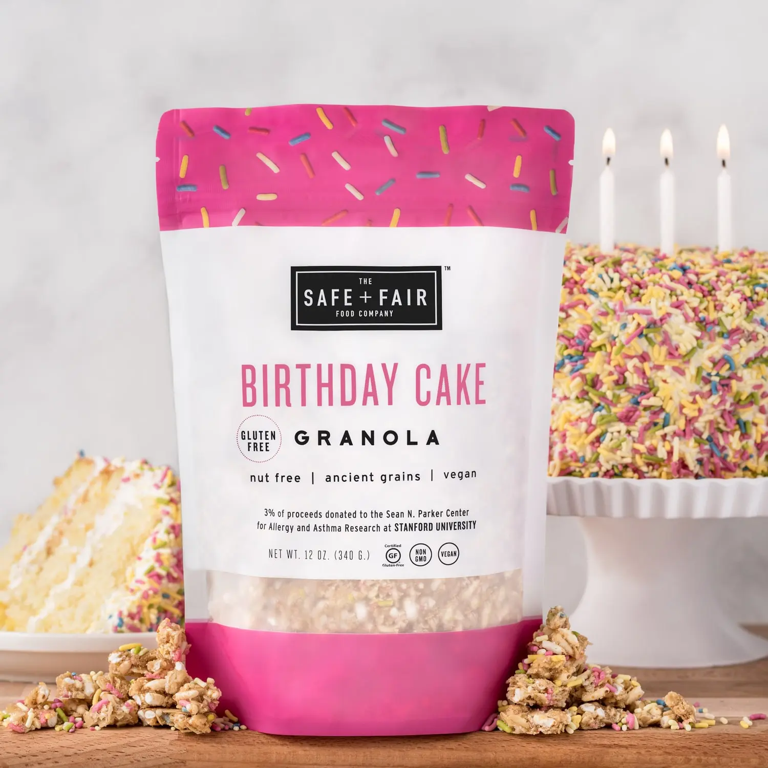 Safe + Fair Birthday Cake Granola